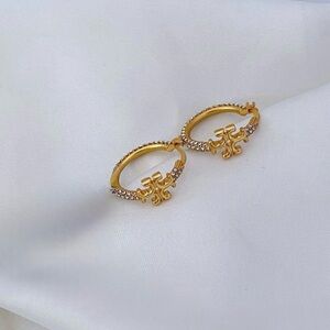 Tory Burch Gold-Tone Logo Accent Hoop Earrings - Women Jewelry